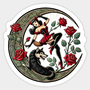 Wolf Girl Pin Up Sticker